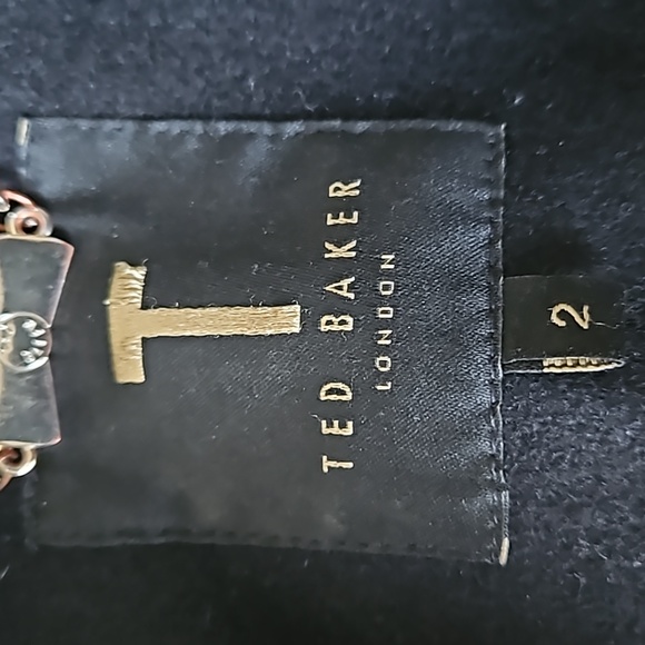 TED BAKER: black cashmere wool Nevia wrap coat - Picture 6 of 10